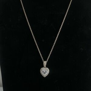 NEW Diamonique Heart Diamond Pendant Necklace